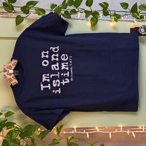 Women's Gildan Ultra Cotton Navy Blue Island Time St. Thomas T-shirt M